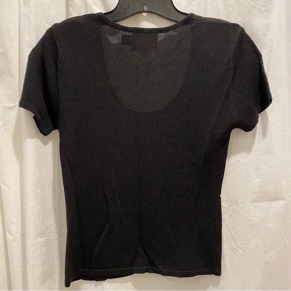 CACHE Black Rhinestone Front Tee Size S - Picture 2 of 7